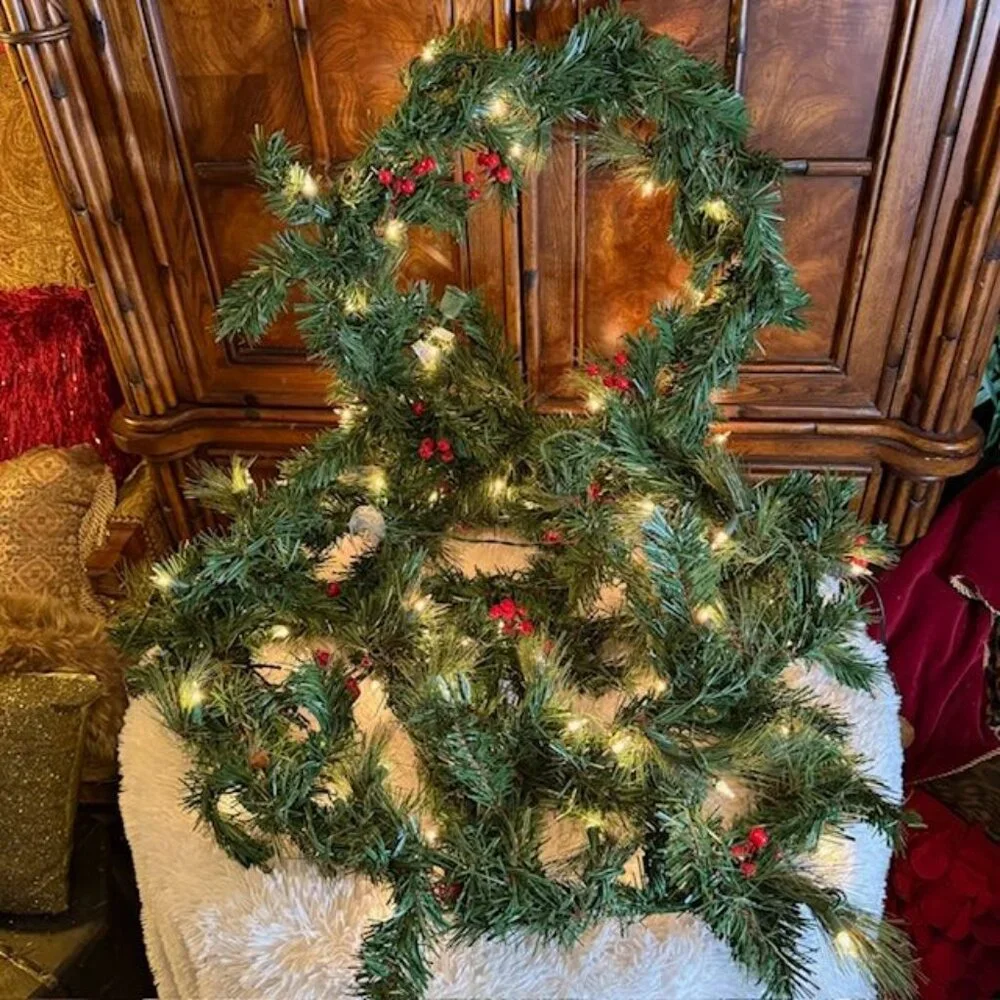 Set of 2 Prelit Linkable 10ft Berry Indoor Outdoor Garland Strands